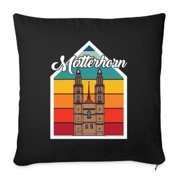 Matterhorn Schweiz Zermatt Alpen Souvenir Skiberg - Sofakissenbezug 45 x 45 cm - Schwarz - Vorne