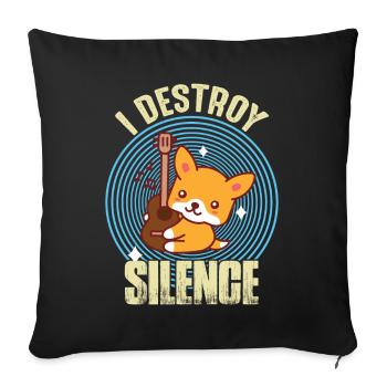 Guitare Destroy Silence Nice Fox guitariste Rockgi - Housse de coussin décorative 45 x 45 cm - noir - Devant