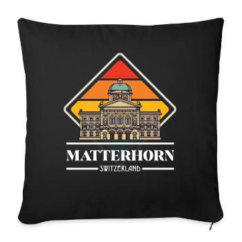 Cervin Suisse Alpes Souvenir Ski Montagnes - Housse de coussin décorative 45 x 45 cm - noir - Devant