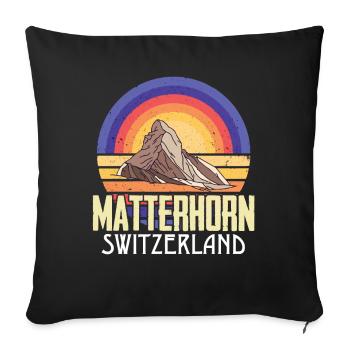 Alpes Suisse Cervin souvenir ski montagne - Housse de coussin décorative 45 x 45 cm - noir - Devant