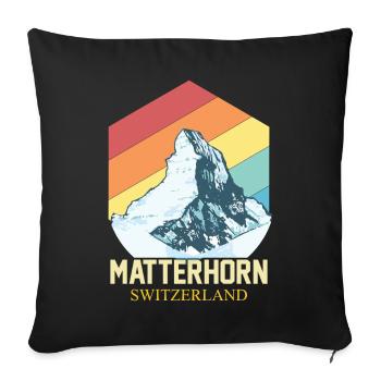 Matterhorn Alpen Schweiz Souvenir Zermatt Skifahre - Sofakissenbezug 45 x 45 cm - Schwarz - Vorne