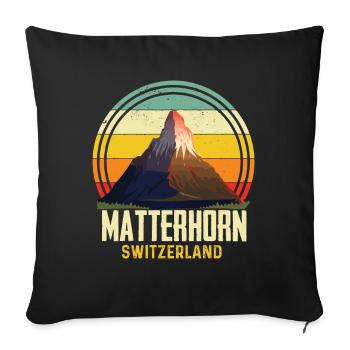 Cervin Suisse Alpes Souvenir Ski Zermatt Skif - Housse de coussin décorative 45 x 45 cm - noir - Devant