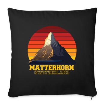 Matterhorn Alpes Suisse Souvenir Ski Zermatt Skif - Housse de coussin décorative 45 x 45 cm - noir - Devant