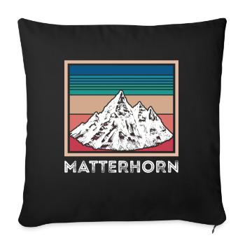 Alpen Cervin Suisse Souvenir Ski Zermatt Skif - Housse de coussin décorative 45 x 45 cm - noir - Devant