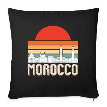 Maroc Skyline Afrique Gibraltar Souven marocain - Housse de coussin décorative 45 x 45 cm - noir - Devant