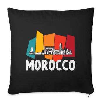 Rétro Maroc Skyline Afrique Souvenir Marocain G - Housse de coussin décorative 45 x 45 cm - noir - Devant