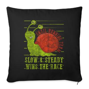 Équipe de course d’escargot Drôle de coureur d’escargot - Housse de coussin décorative 45 x 45 cm - noir - Devant