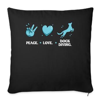 Frieden - Liebe - Dock-tauchen - Sofakissenbezug 45 x 45 cm - Schwarz - Vorne