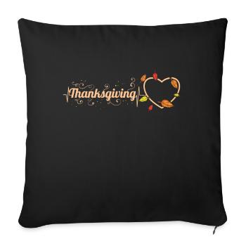 Heartbeat Heart Leaves Thanksgiving - Sofa pillowcase 17,3'' x 17,3'' (45 x 45 cm) - black - Front