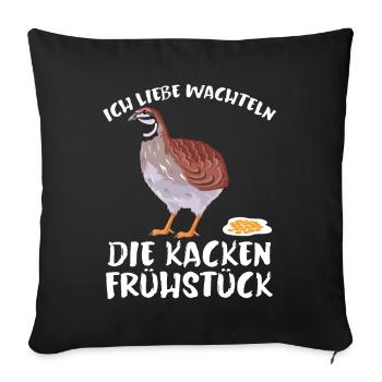 Ich Liebe Wachteln Lustiger Spruch Frühstück - Sofakissenbezug 45 x 45 cm - Schwarz - Vorne