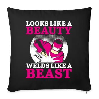 Soudeur Soudeur Soudeur Soudeur Femme Soudeur - Housse de coussin décorative 45 x 45 cm - noir - Devant