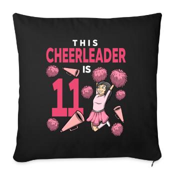 Cette pom-pom girl a 11 ans d’anniversaire de cheerleading - Housse de coussin décorative 45 x 45 cm - noir - Devant