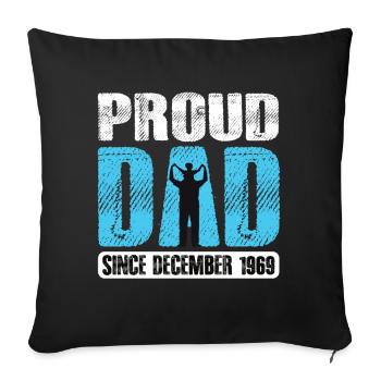Fier papa depuis décembre 1969 - Housse de coussin décorative 45 x 45 cm - noir - Devant