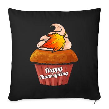 Pumpkin Muffin Happy Thanksgiving - Sofa pillowcase 17,3'' x 17,3'' (45 x 45 cm) - black - Front