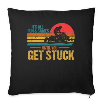 Tout le plaisir et les jeux jusqu’à ce que vous soyez coincé Motoneiges - Housse de coussin décorative 45 x 45 cm - noir - Devant