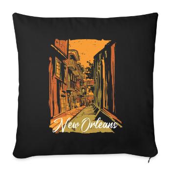 Quartier Français souvenir de la rue Bourbon de la Nouvelle-Orléans - Housse de coussin décorative 45 x 45 cm - noir - Devant