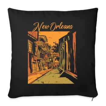 New Orleans Louisiana Souvenir Bourbon Street - Sofakissenbezug 45 x 45 cm - Schwarz - Vorne