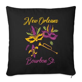 Français Bourbon souvenir du carnaval de la Nouvelle-Orléans - Housse de coussin décorative 45 x 45 cm - noir - Devant