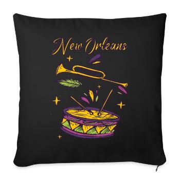 New Orleans Bourbon Street Mardi Gras French Quart - Sofa pillowcase 17,3'' x 17,3'' (45 x 45 cm) - black - Front