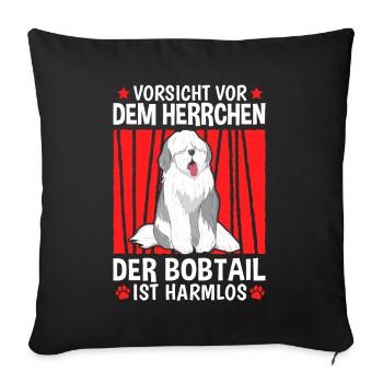 Bobtail Herrchen altenglischer Schäferhund - Sofakissenbezug 45 x 45 cm - Schwarz - Vorne