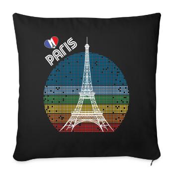 Love Paris Retro Tour Eiffel France Souvenir F - Housse de coussin décorative 45 x 45 cm - noir - Devant