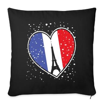 Neige Paris Hiver Tour Eiffel France Neige - Housse de coussin décorative 45 x 45 cm - noir - Devant