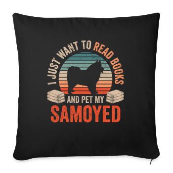 Lire et caresser Samoyède Samoyède - Housse de coussin décorative 45 x 45 cm - noir - Devant