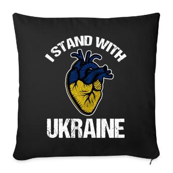 I Stand With Ukraine Flag Ukrainian - Sofa pillowcase 17,3'' x 17,3'' (45 x 45 cm) - black - Front