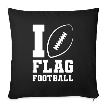 I love Flag Football Player Ball Team - Sofa pillowcase 17,3'' x 17,3'' (45 x 45 cm) - black - Front