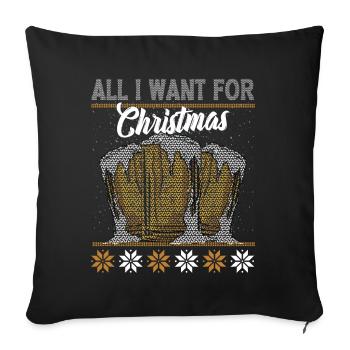 All I need for Christmas is BEER - Sofa pillowcase 17,3'' x 17,3'' (45 x 45 cm) - black - Front