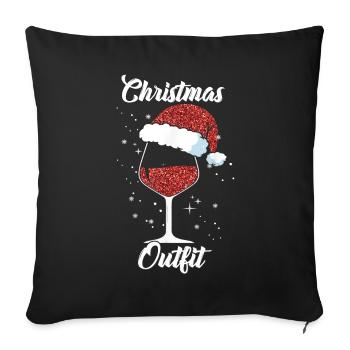 Wine Lovers Noël Chapeau de Noël Tenue Noël - Housse de coussin décorative 45 x 45 cm - noir - Devant