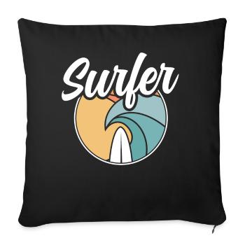 Surfer Surfboard Surfing - Sofa pillowcase 17,3'' x 17,3'' (45 x 45 cm) - black - Front