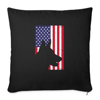 German Shepherd USA Dog America Gift - Sofa pillowcase 17,3'' x 17,3'' (45 x 45 cm) - black - Front