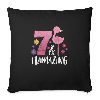 7e anniversaire Flamingo - Housse de coussin décorative 45 x 45 cm - noir - Devant
