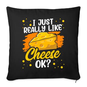 J’aime le fromage juste très amoureux amour doux - Housse de coussin décorative 45 x 45 cm - noir - Devant