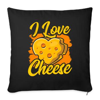 I Love Cheese Sayings Lovers Sweet - Sofa pillowcase 17,3'' x 17,3'' (45 x 45 cm) - black - Front