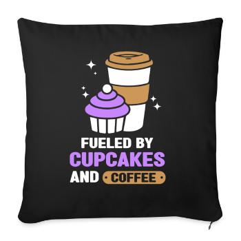 Propulsé par Cupcakes et Coffee Cupcake Eating - Housse de coussin décorative 45 x 45 cm - noir - Devant
