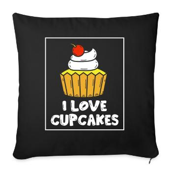 Ich Liebe Cupcakes Süß Essen Liebhaber Cupcake - Sofakissenbezug 45 x 45 cm - Schwarz - Vorne