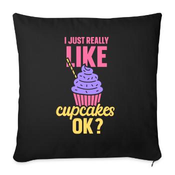 J’aime vraiment les cupcakes cupcakes sucrés - Housse de coussin décorative 45 x 45 cm - noir - Devant