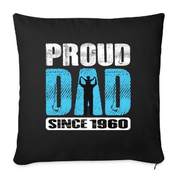 Fier papa depuis 1960 - Housse de coussin décorative 45 x 45 cm - noir - Devant