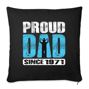 Fier papa depuis 1971 - Housse de coussin décorative 45 x 45 cm - noir - Devant
