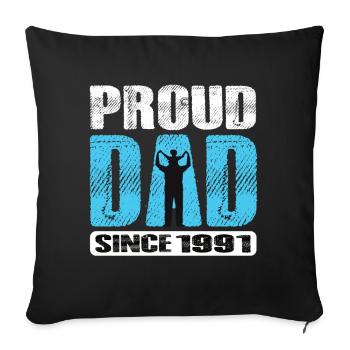 Fier papa depuis 1991 - Housse de coussin décorative 45 x 45 cm - noir - Devant