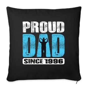 Fier papa depuis 1996 - Housse de coussin décorative 45 x 45 cm - noir - Devant