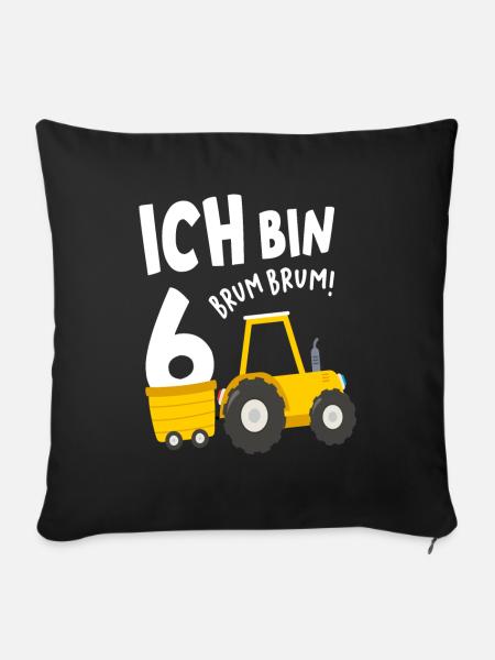6. Geburtstag Jungs Traktor 6 Jahre - Sofakissenbezug 45 x 45 cm - Schwarz