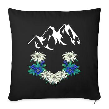 Austria Switzerland Mountains Mountains Gentian Edelweiss - Sofa pillowcase 17,3'' x 17,3'' (45 x 45 cm) - black - Front