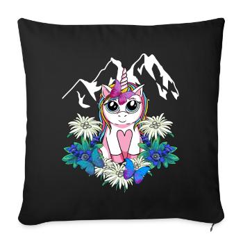 Alps Unicorn Spring Mythical Animals Alm Children - Sofa pillowcase 17,3'' x 17,3'' (45 x 45 cm) - black - Front