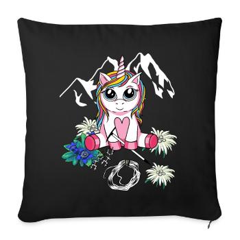 Alpen Einhorn Bergsteiger Bergsport Kind abseilen - Sofakissenbezug 45 x 45 cm - Schwarz - Vorne