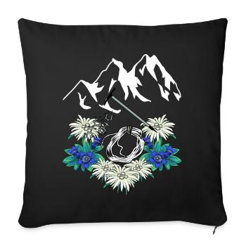 Alpen Gentian Edelweiss Mountaineers Climbing Mountains - Sofa pillowcase 17,3'' x 17,3'' (45 x 45 cm) - black - Front