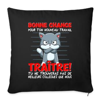 Départ collègue travail nouvel emploi bonne chance - Housse de coussin décorative 45 x 45 cm - noir - Devant