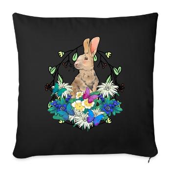 Early Spring Rabbit Easter Happy Easter Nature - Sofa pillowcase 17,3'' x 17,3'' (45 x 45 cm) - black - Front